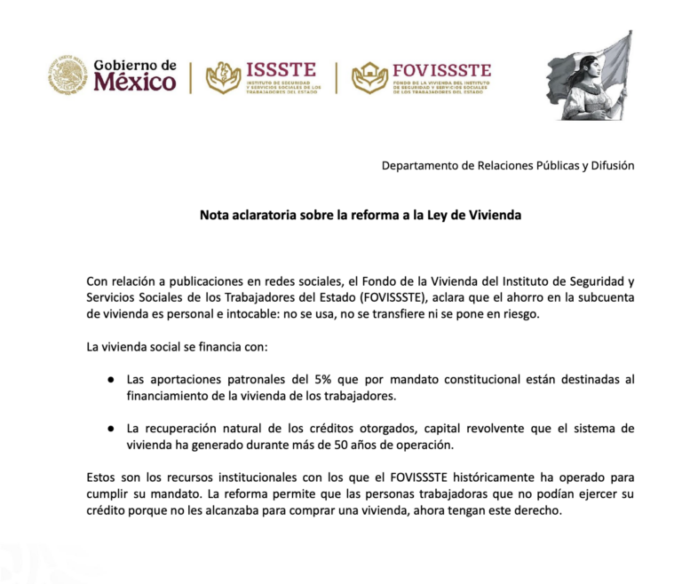 El FOVISSSTE aclara el tema del ahorro de la Subcuenta de Vivienda.| Foto: FOVISSSTE